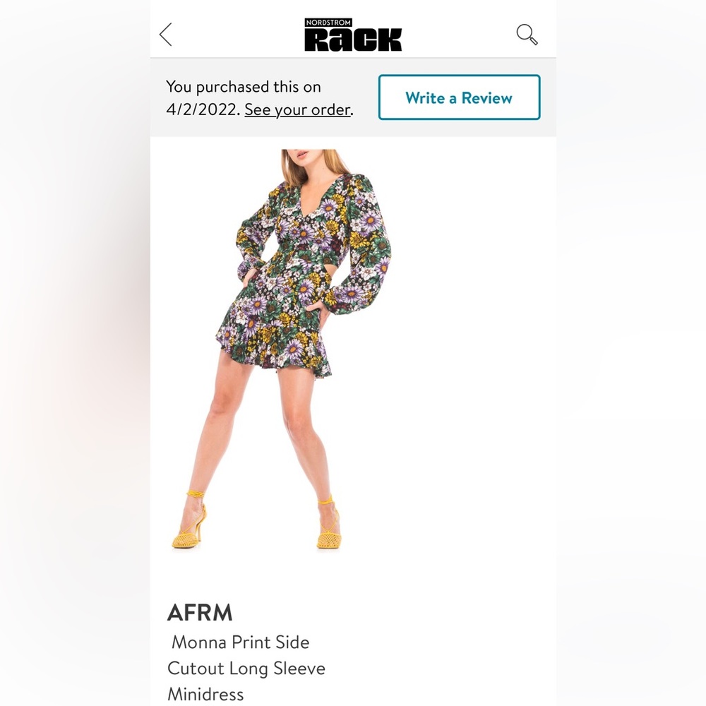 M - NWT: AFRM botanical garden cutout mini dress